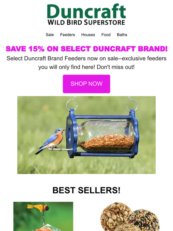 Duncraft 🐦15 Off Select Duncraft Brand Feeders! Milled