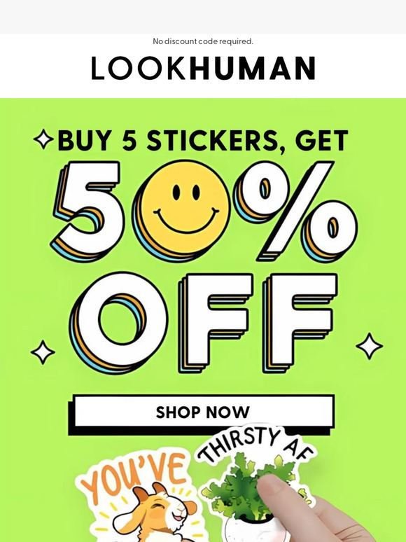 Special Delivery: 50% Off Stickers
