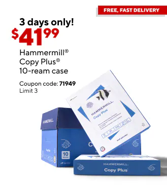Only $41.99 for Hammermill Copy Plus paper, 10-ream case after coupon.