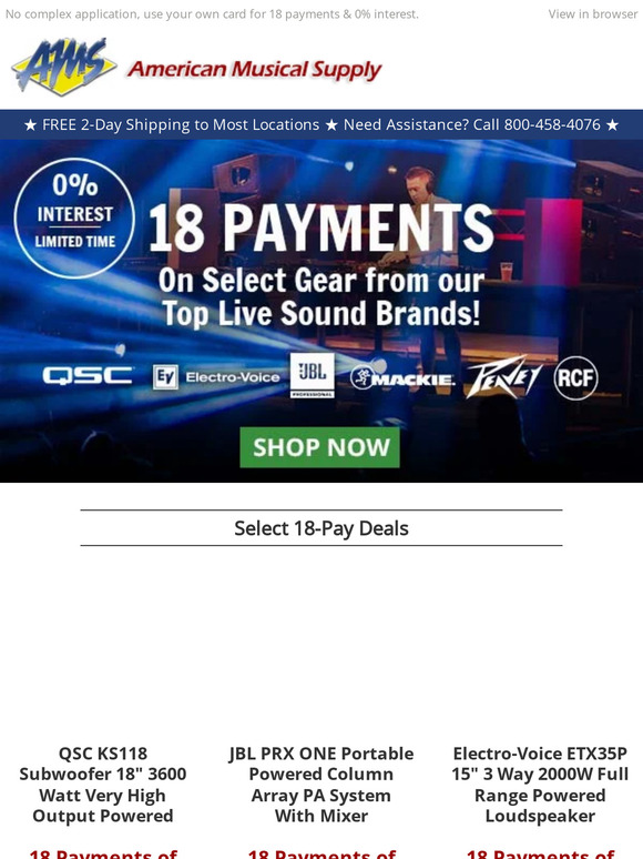 American Musical Supply Get Better Live Sound & Lower Payments 👉 18