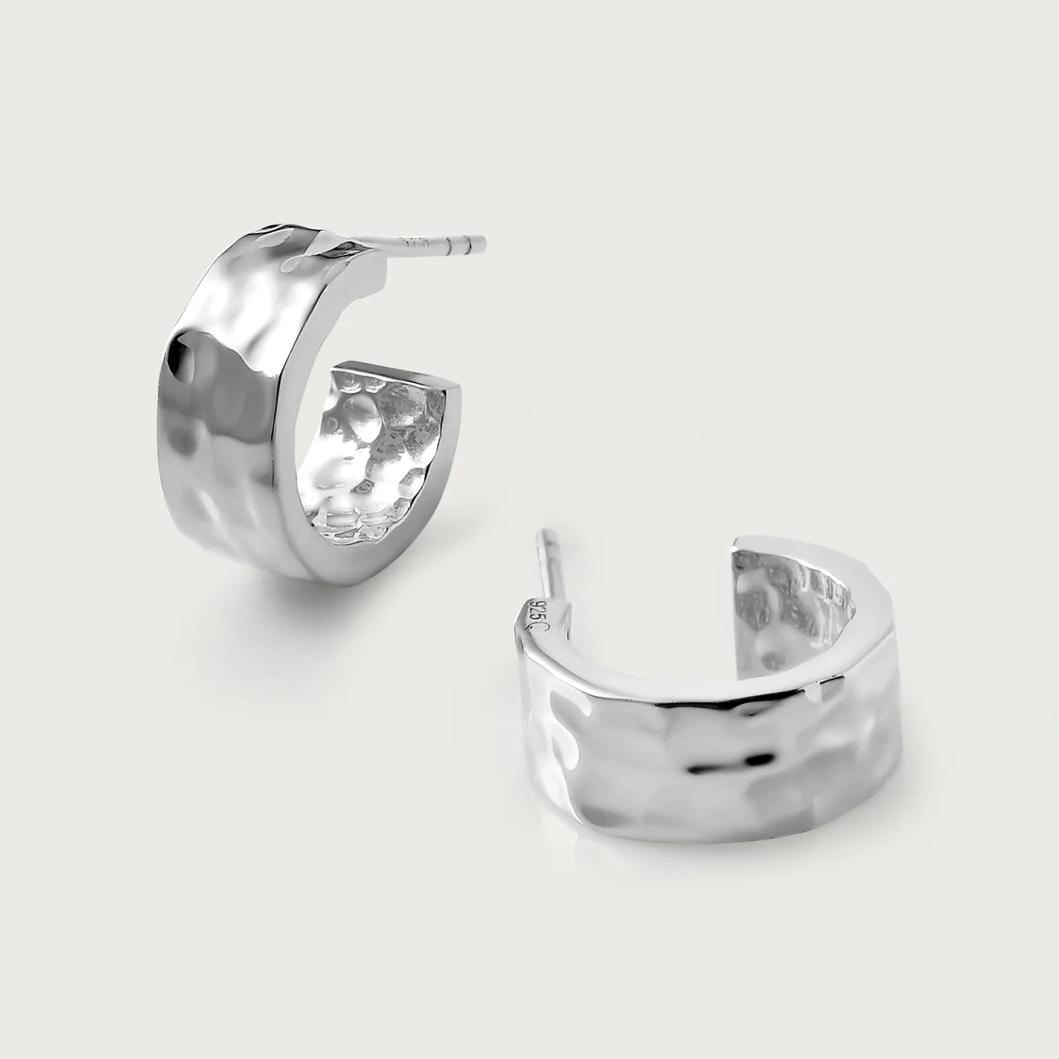 Image of Grecian Hammered Huggie Hoops