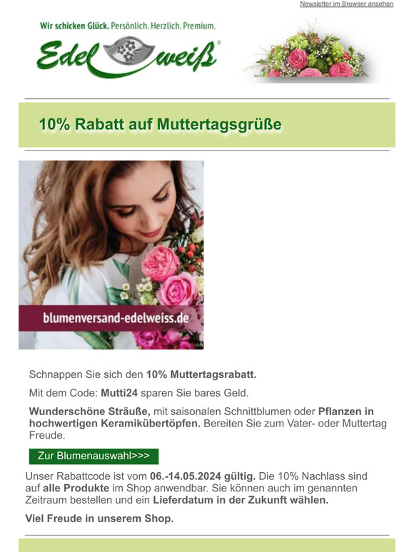 10% Rabatt auf Muttertagsgrüße