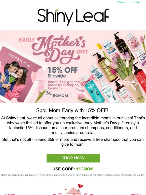 Spoil Mom Early with 15% OFF and 🎁💐