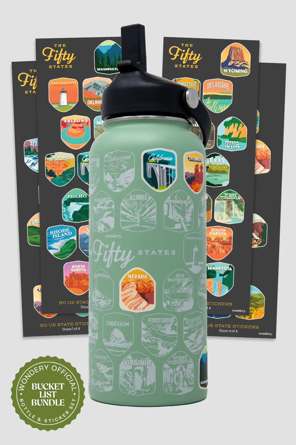 Image of Fifty States Bucket List Water Bottle