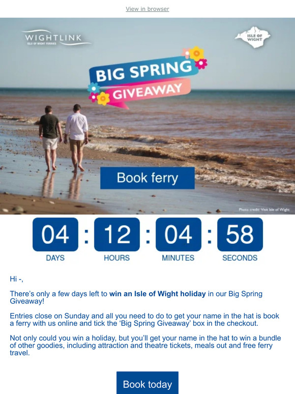 Only days left to win an IOW holiday ⌛