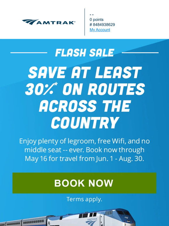 Amtrak: Flash Sale on Summer Travel! Save at least 30% 🌴 | Milled