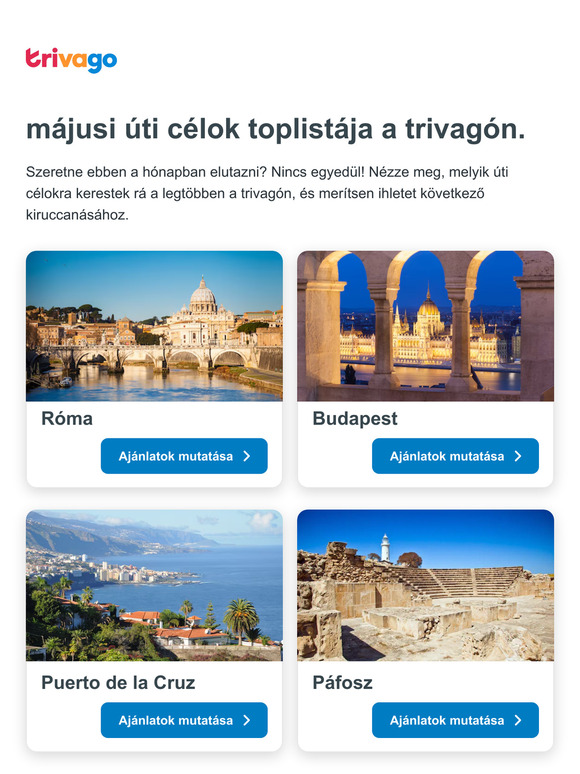 Most felkapott: májusi úti célok toplistája