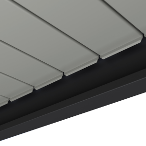 Close up of the sleek louvered roof
