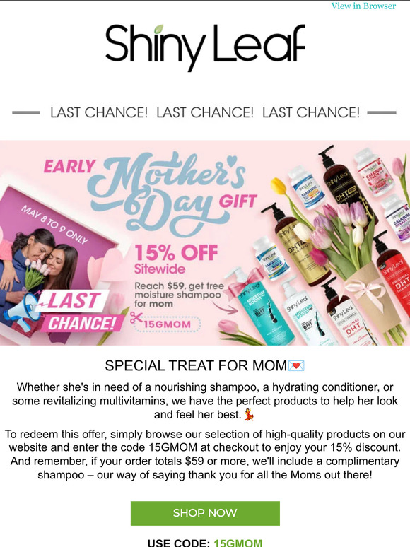 [Last Chance] Treat Mom Early with 15% OFF + Free Shampoo!🎁
