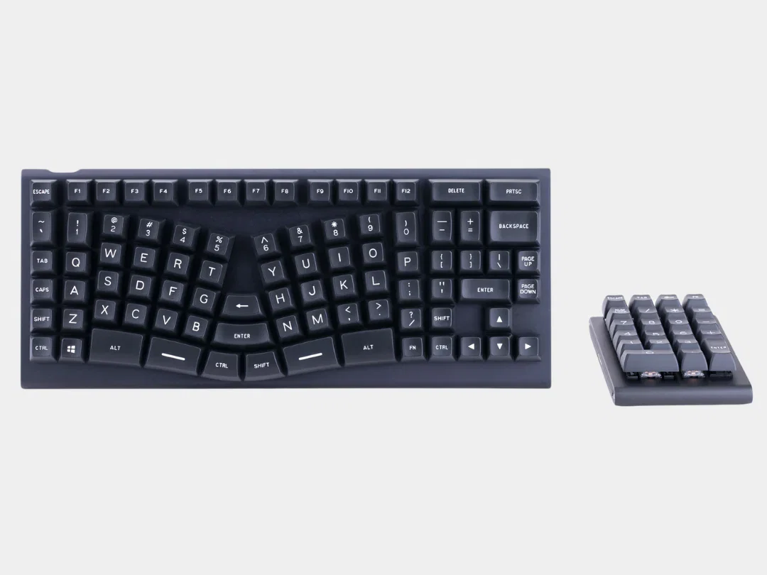 Image of X-Bows® Knight Plus Ergonomic Mechanical Keyboard with Detachable Number Pad (QMK Firmware)-PRE-ORDER IV