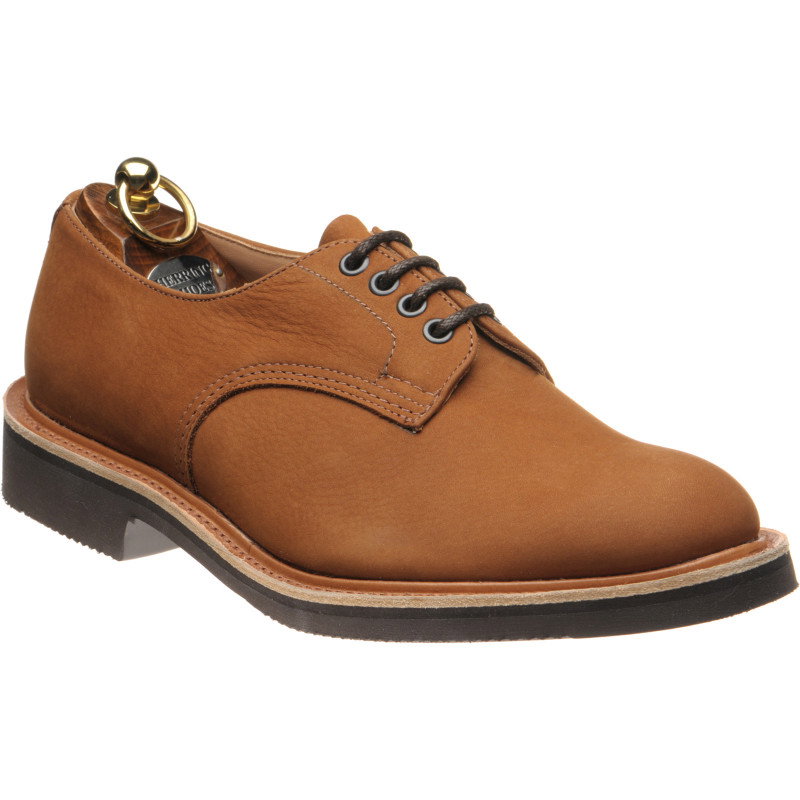 Image of Herring Daniel rubber-soled Derby shoes in Whiskey Hydro Nubuck