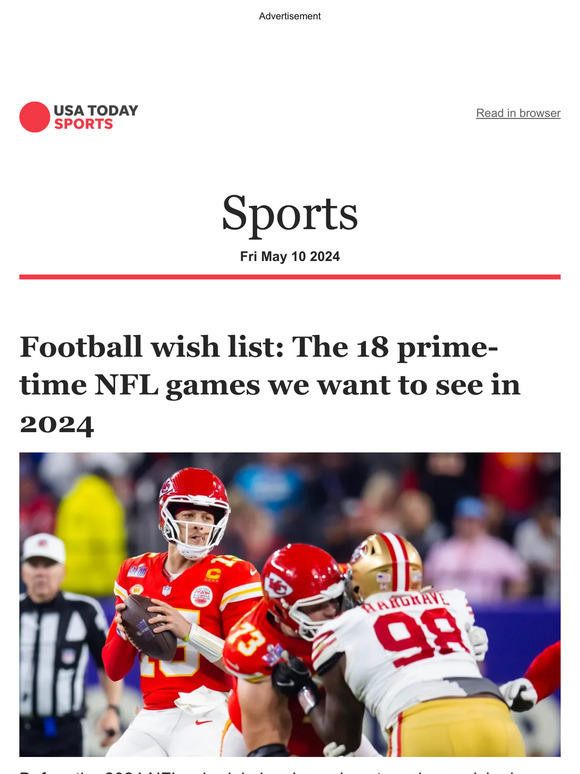 USA TODAY 18 primetime NFL games we want to see in 2024 Milled