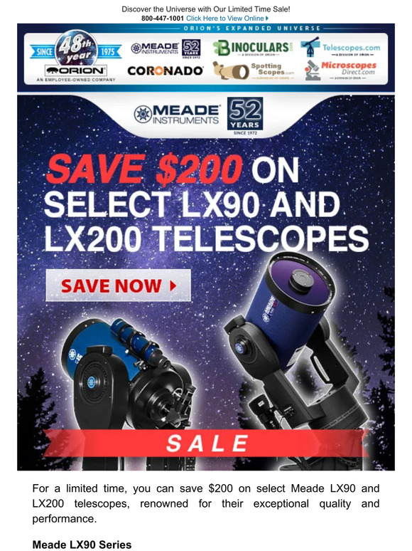 Save $200 on Meade LX90 and LX200 Telescopes