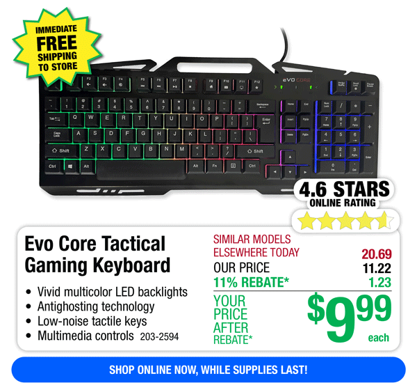 Evo Core Tactical Gaming Keyboard-ONLY $9.99 After Rebate*