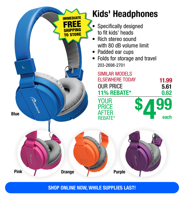 Kids' Headphones-ONLY $4.99 After Rebate*