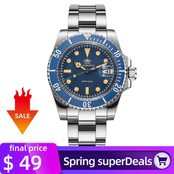★SuperDeals★ADDIESDIVE Retro Sub Quartz Watch AD2054