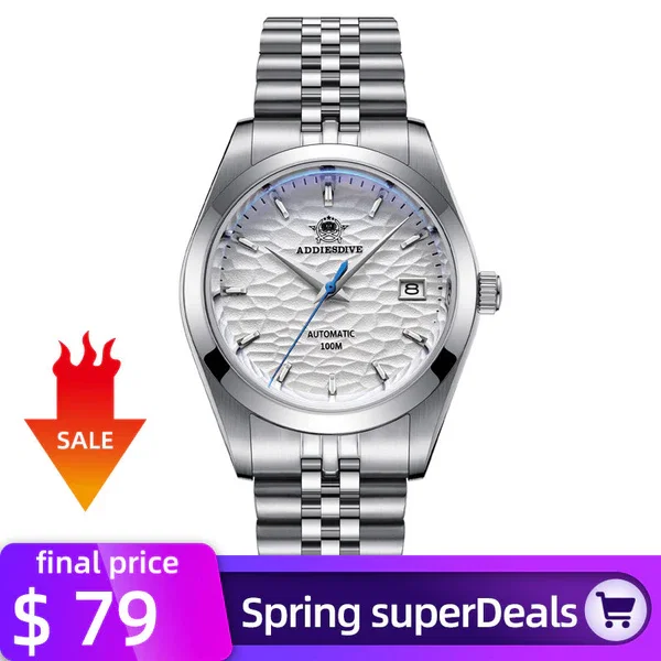 ★SuperDeals★ADDIESDIVE 39mm Retro Mechanical Men Watch AD2118