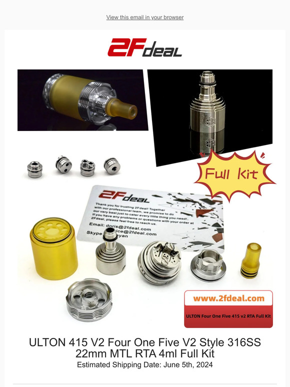 2Fdeal: ULTON 415 V2 Style 316SS MTL RTA Coming!🤩