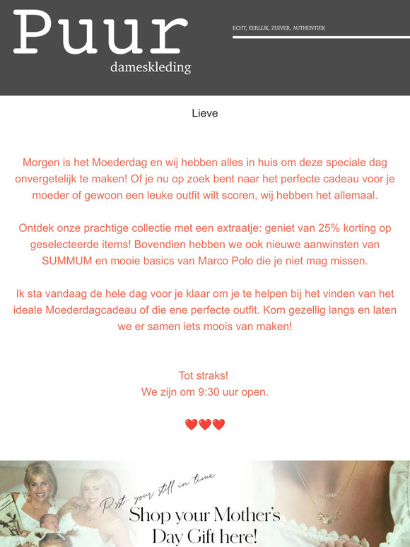 Kom je langs voor Moederdag?