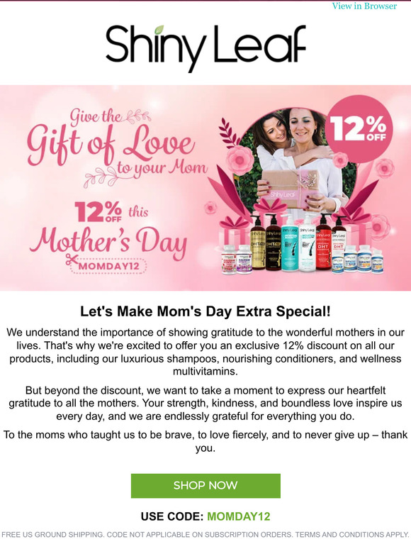 Celebrate Mom: Special 12% Discount Inside!💌