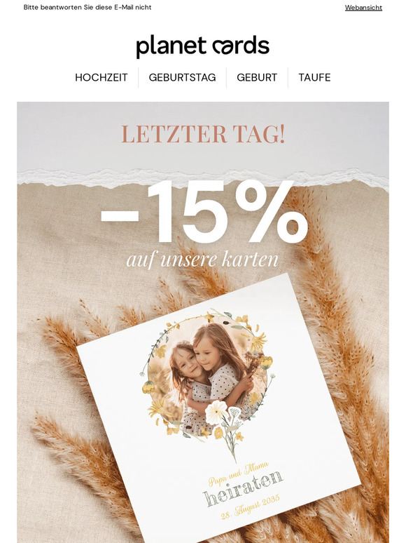 -15% auf alles: letzter Tag! ⌛