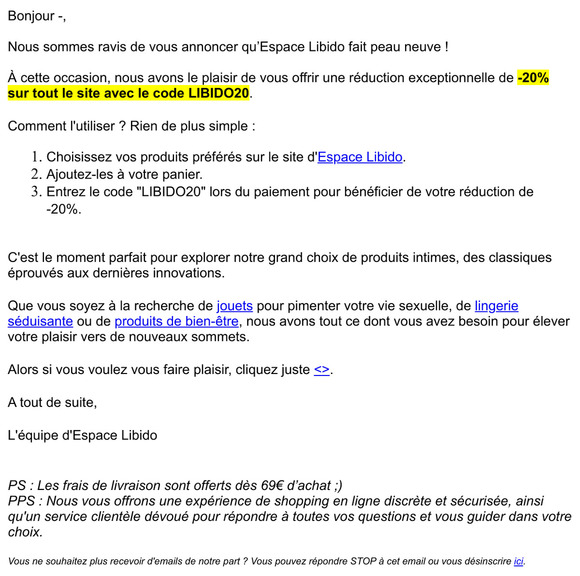 Un cadeau rien que pour vous : -20% sur tout le site