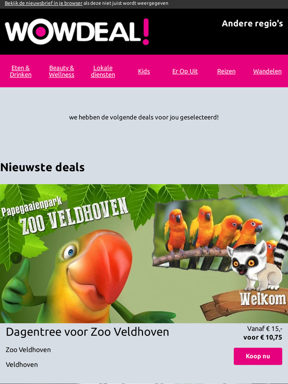 Dagentree voor Zoo Veldhoven | Entree bij Roofvogelpark Falconcrest in Eindhoven