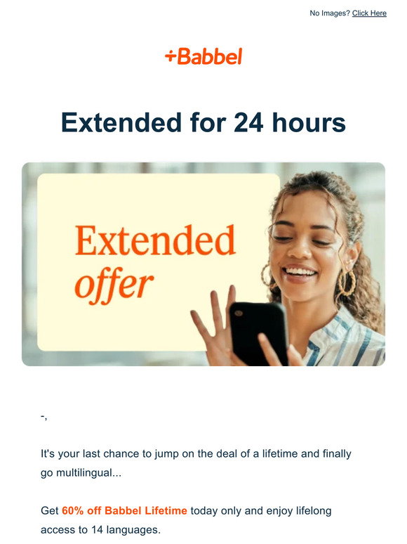 Babbel Lifetime subscription. 60 off. Extended for only 24 hours