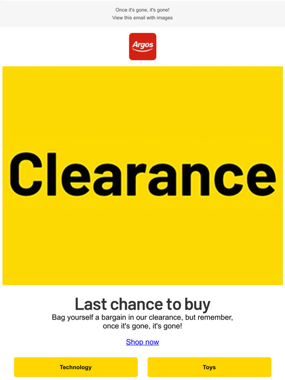 argos.co.uk: It's the final countdown. Our CLEARANCE has arrived | Don ...