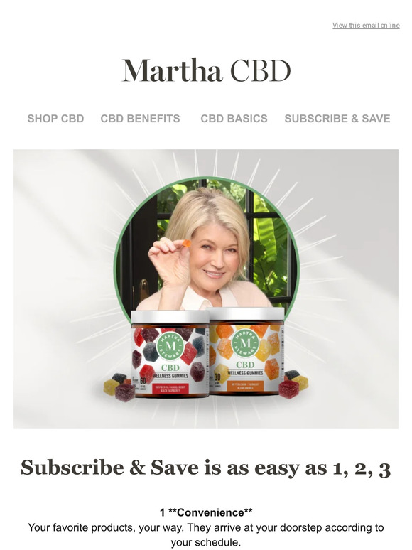 Subscribe & Save on all Martha Stewart CBD