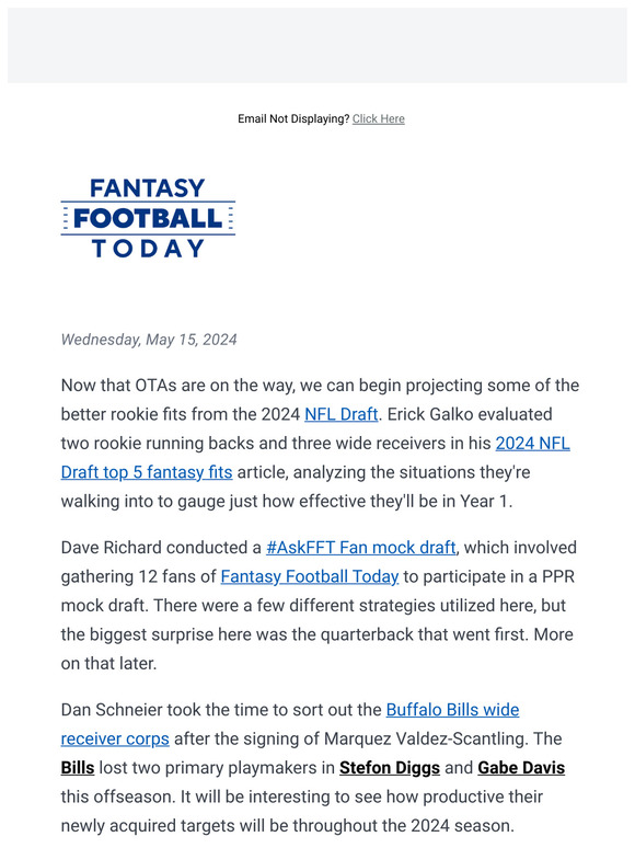 Cbs sports nfl draft top 5 fantasy fits askfft fan mock draft bills