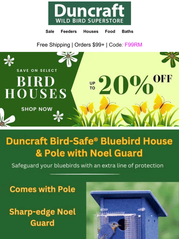 Duncraft Wild Bird Superstore 🐦Up to 20 Off Select Bird Houses! Milled