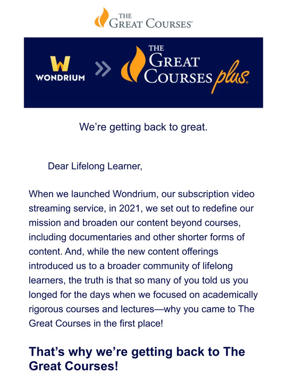 The Great Courses: Changes Coming to Wondrium | Milled