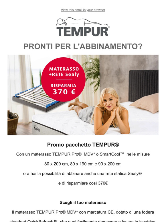 Privati_Promo pacchetto materasso TEMPUR Pro + rete