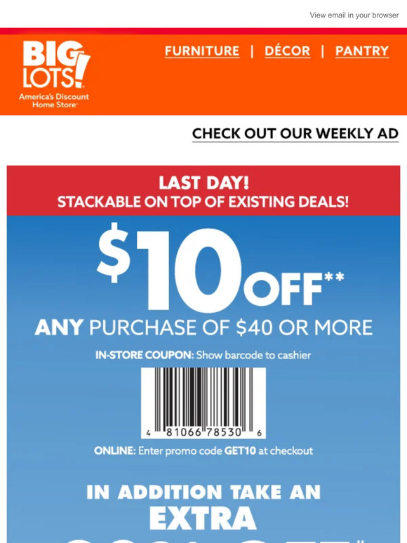 Big Lots: Final hours to use $10 off $40 Coupon | Milled