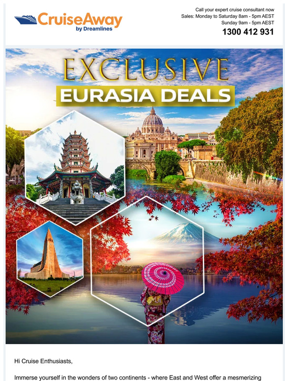 CruiseAway by Dreamlines Pty Ltd: Exciting Eurasia Packages | Milled