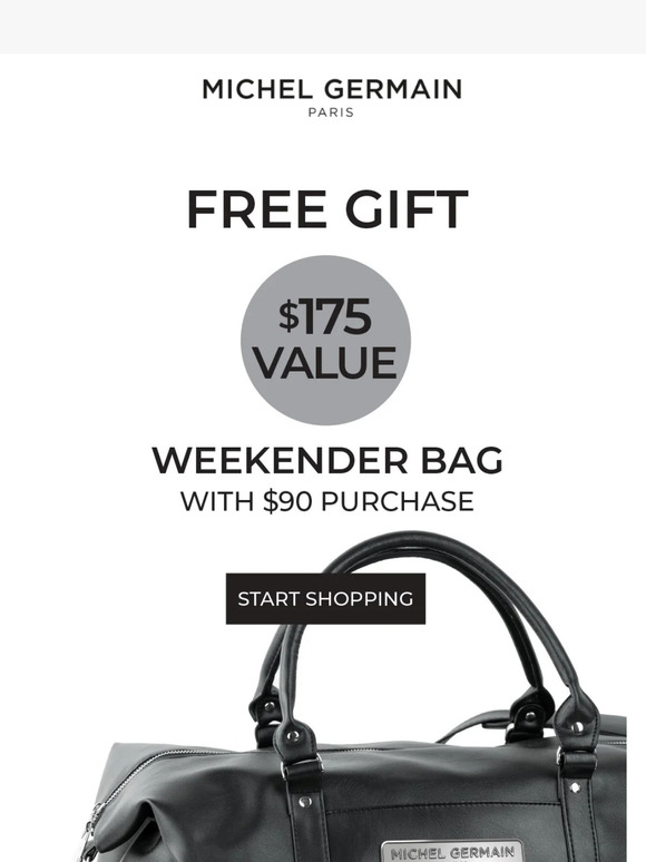 FREE GIFT: Receive a Weekender Bag with $90+