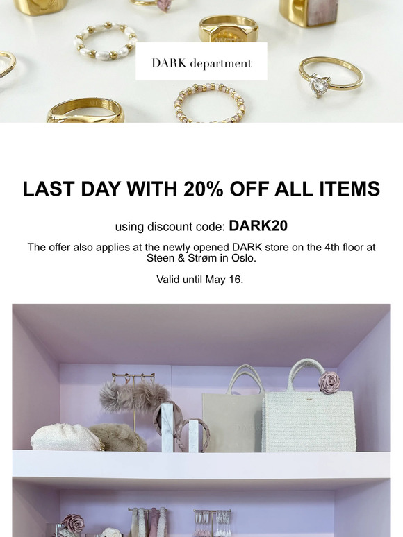 LAST DAY WITH 20% OFF ALL ITEMS!