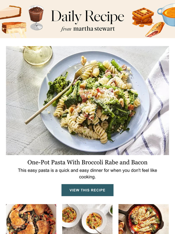 Martha Stewart: One-Pot Pasta With Broccoli Rabe and Bacon | Milled