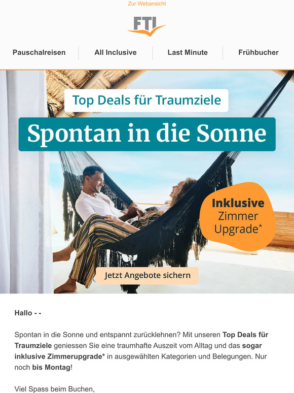 ☼ Nur noch bis Montag: Zimmerupgrades für Spontanbucher! ☼