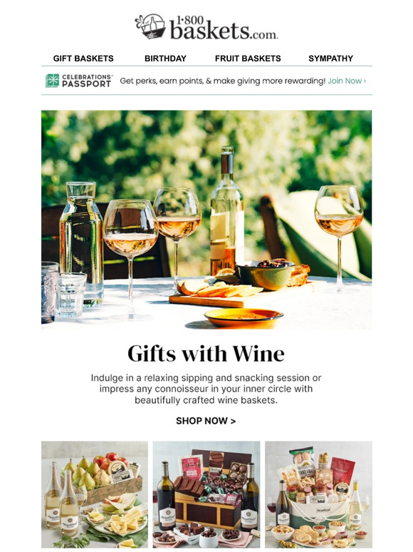 1800BASKETS 🥂 Entertain, celebrate, and congratulate with wine gifts