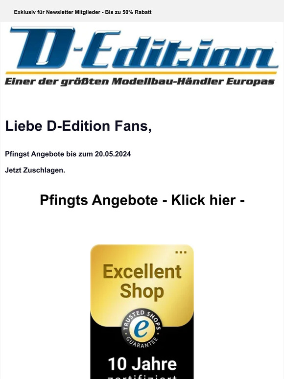 RC Modellbau Pfingst Angebote 📣 ab HEUTE bei D-Edition 👍