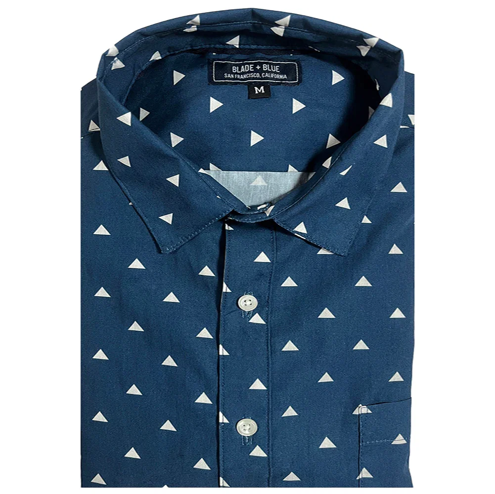Image of TIMO Short Sleeve Shirt in Peacock Blue Japanese "Uroko-Inspired" Print