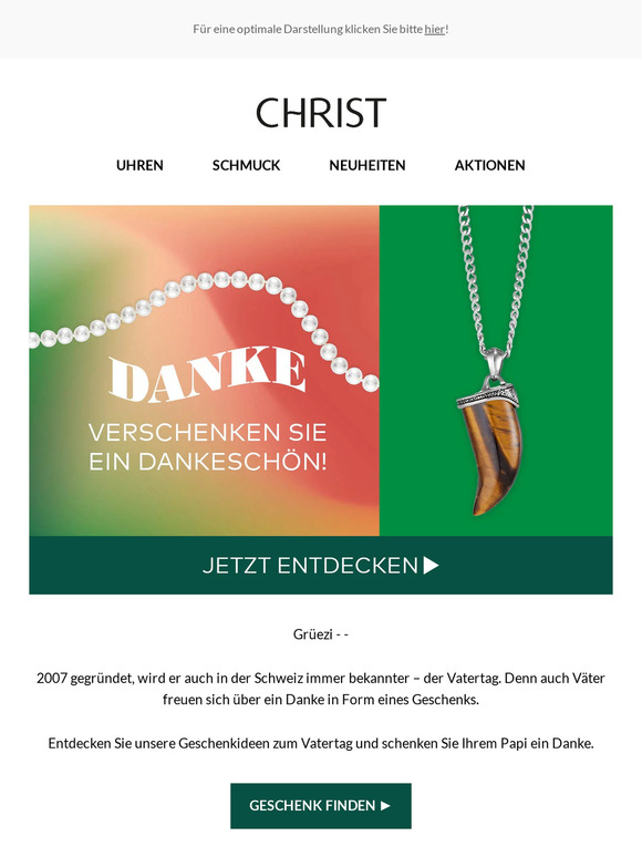 CHRIST Uhren & Schmuck Nach dem Muttertag ist vor dem Vatertag Schenken Sie ein Danke 🎁 Milled