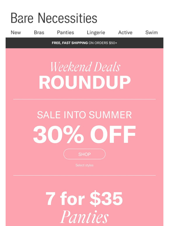 Bare Necessities Email Newsletters: Shop Sales, Discounts, and Coupon Codes