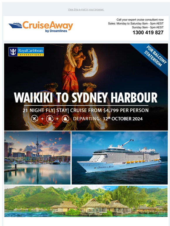 CruiseAway by Dreamlines Pty Ltd: Dream Deal | Waikiki to Sydney ...