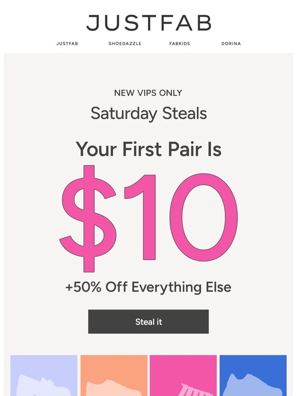 justfab first pair 10 dollars