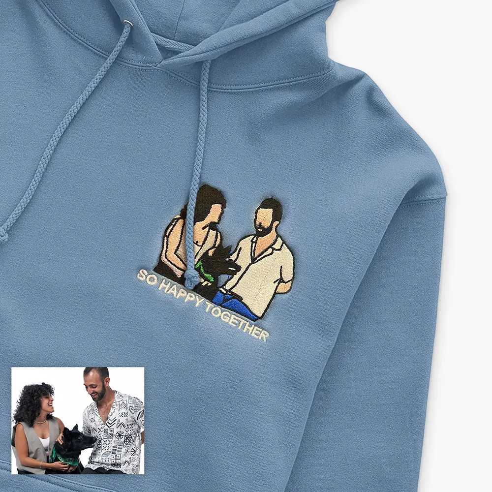 Image of Threads of Love - Personalized Embroidered Hoodie for Couples