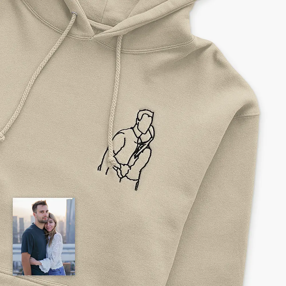 Image of Stitch It to Me: Personalized Embroidered Line Art Hoodie