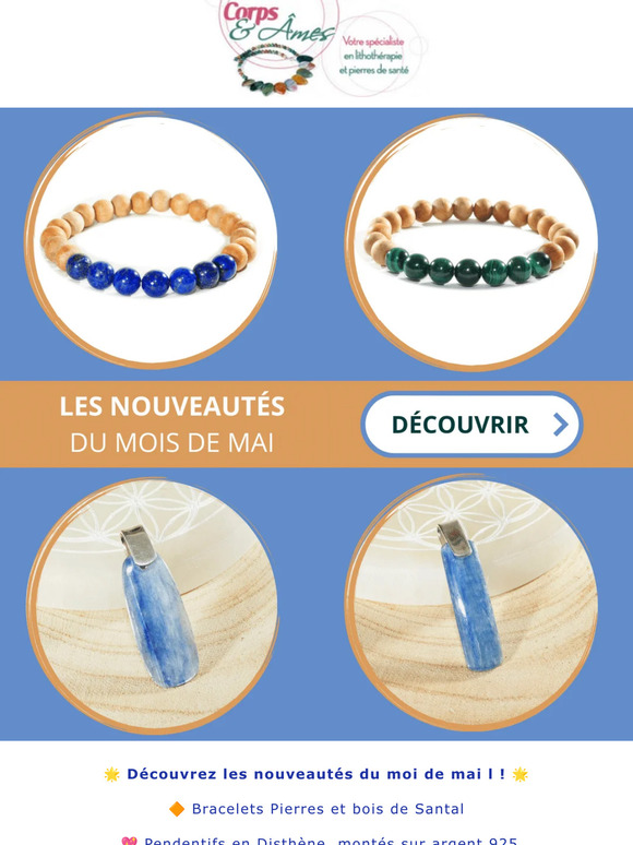 🌟 Découvrez Nos Nouveautés de Mai ! Bracelets en Pierres et Bois de Santal, Pendentifs Disthène et Grenat